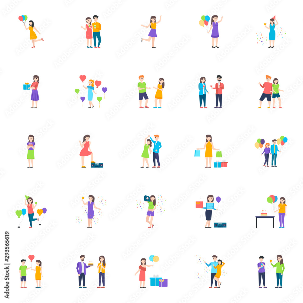 Party Guys Flat Vector Characters 