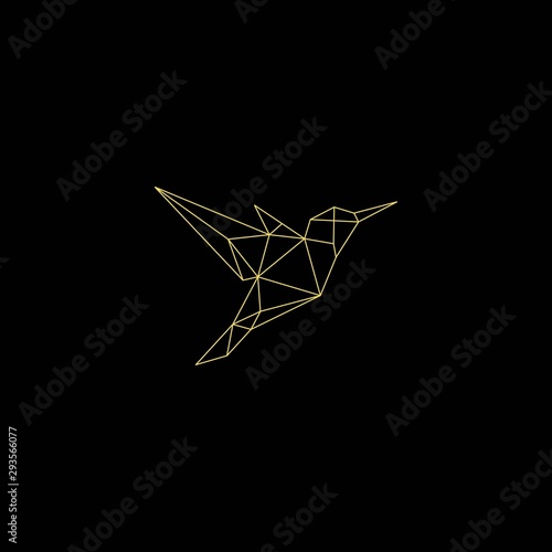 geometric hummingbird outline logo - vector design