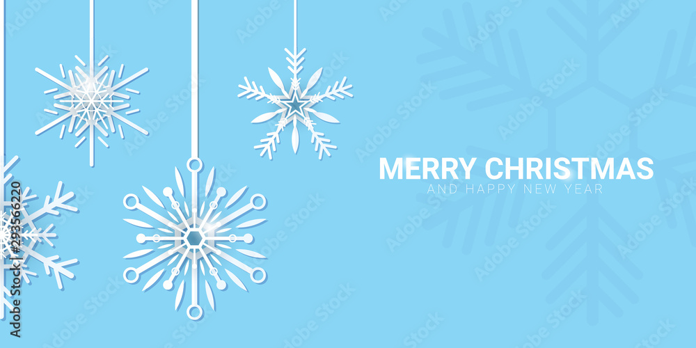 Merry Christmas background with snowflakes on the blue background. Merry Christmas background with snowflakes on the blue background.