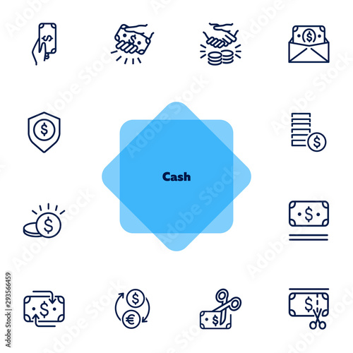 Cash line icon set. Deal, paying, currency exchange. Money concept. Can be used for topics like finance, payment, saving
