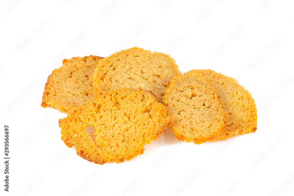 bruschetta (bread) chips isolated on white background bruschetta (bread) chips isolated on white background