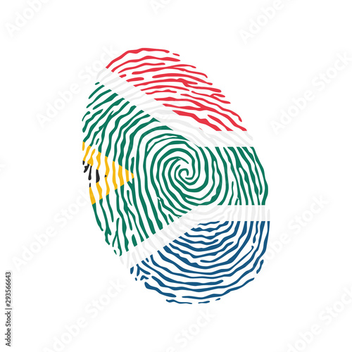 Fingerprint vector colored with the national flag of South Africa