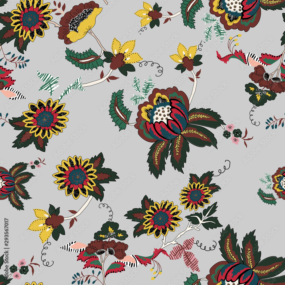 Obraz premium Seamless tropical flower pattern, watercolor.Flowers pattern. for textile, wallpaper, pattern fills, covers, surface, print, gift wrap, scarf, decoupage. Seamless pattern