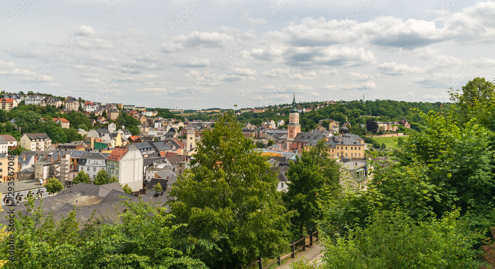scenery of historical Greiz town in Germany