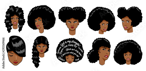 black women vector set clipart design