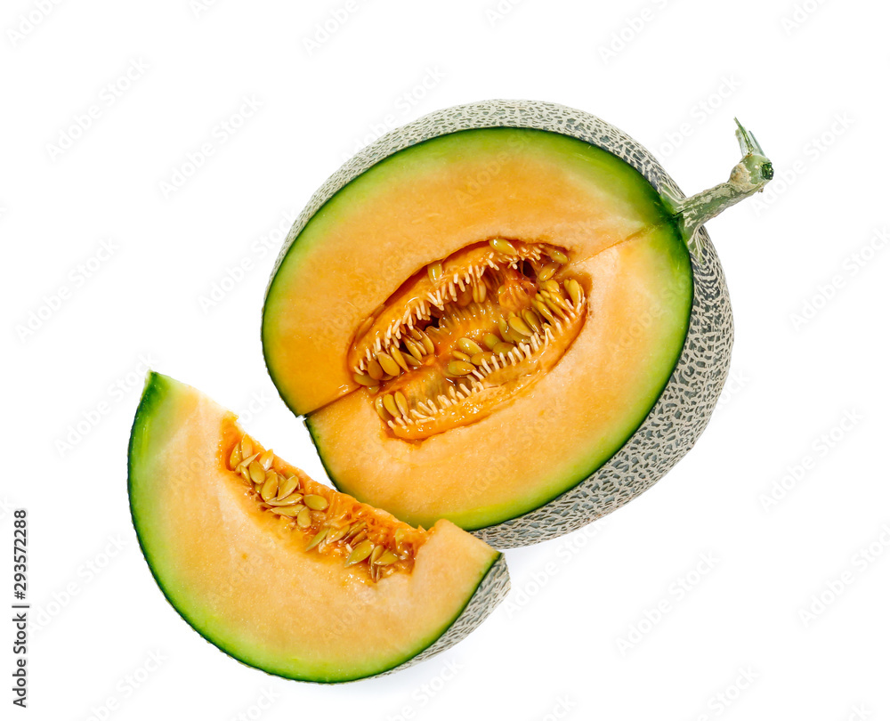 cantaloupe melon slices isolated on white background cantaloupe melon slices isolated on white background