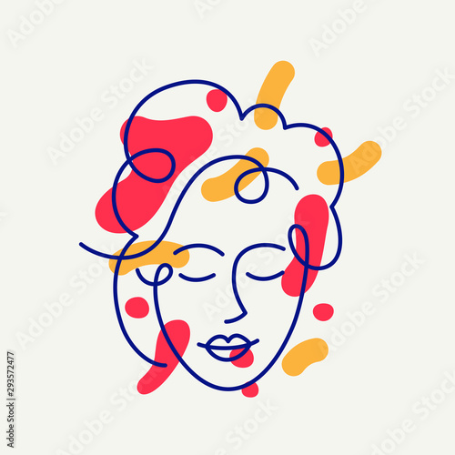 Fashion Logo designs template. Girl's face on a white background. Vector illustration.