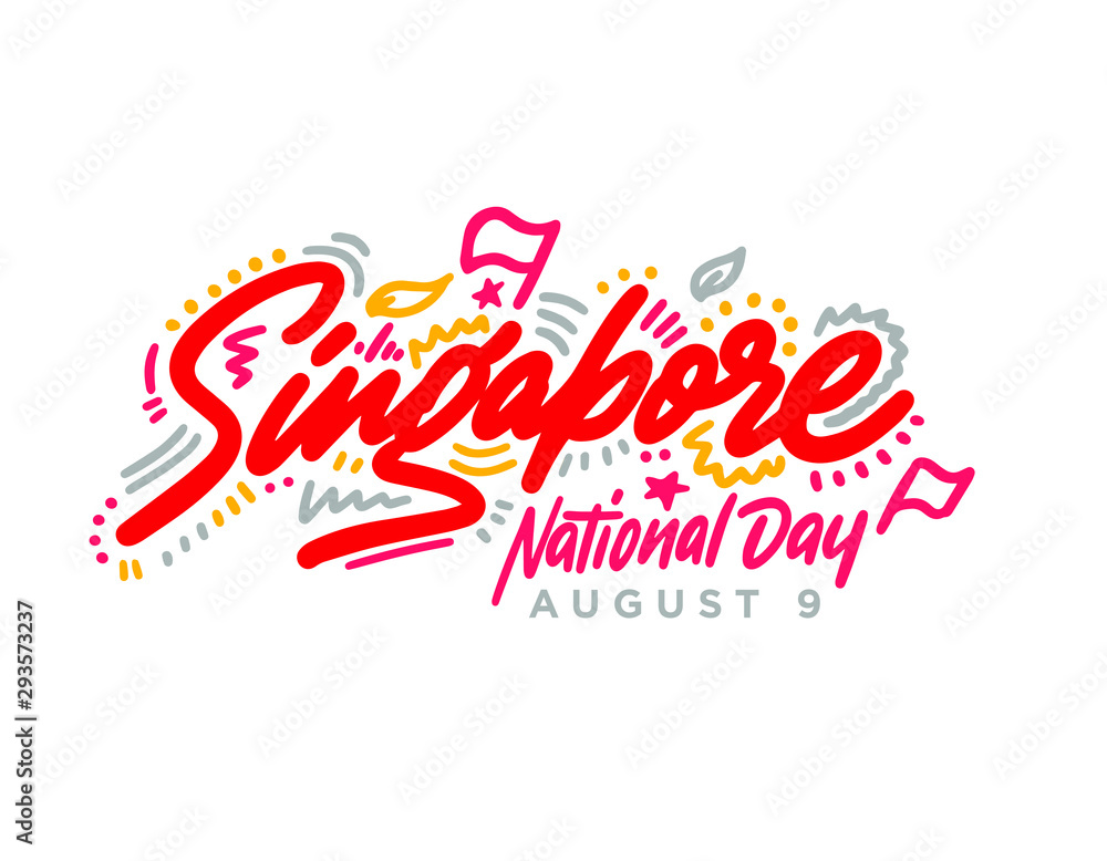 August 9th Singapore's independence day. Singapore National Day. celebration republic, graphic for design element. Vector illustration August 9th Singapore's independence day. Singapore National Day. celebration republic, graphic for design element. Vector illustration
