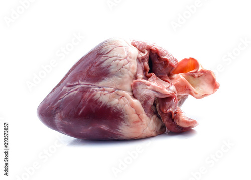 Картината върху платно raw pig heart close-up isolated on white background