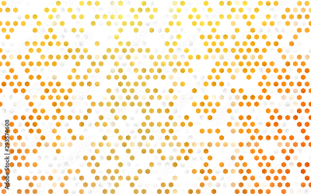 Light Yellow, Orange vector template in hexagonal style. White background with colorful hexagons. Pattern for texture of wallpapers.