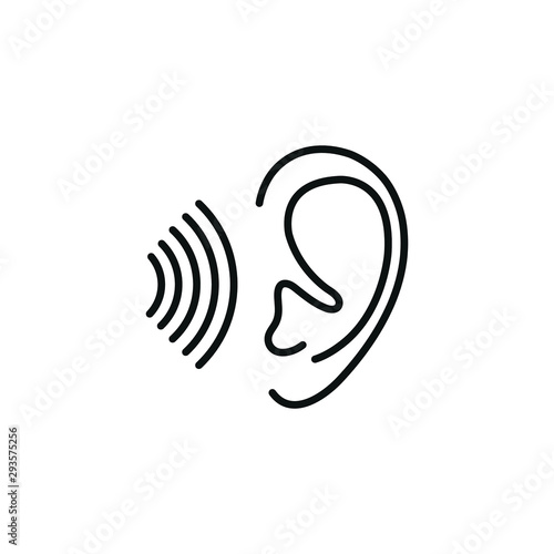 Ear line black vector icon 