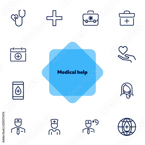 Medical help icon set. Hospital concept. Vector illustration can be used for topics like apothecary, hospital, drug company