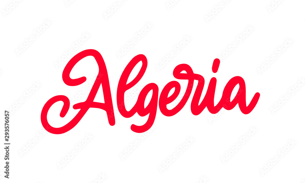 Algeria country text. Hand lettering inscription. Vector illustration.