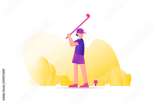 golf athlete concept vector illustration concept for web landing page template, banner, flyer and presentation