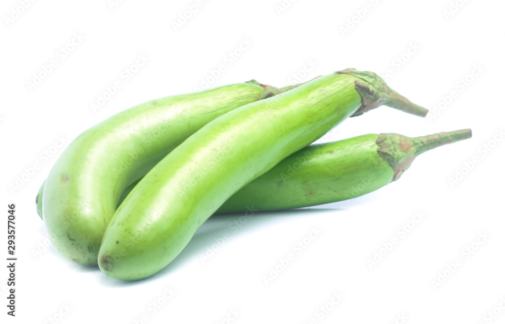 green eggplants on white background green eggplants on white background