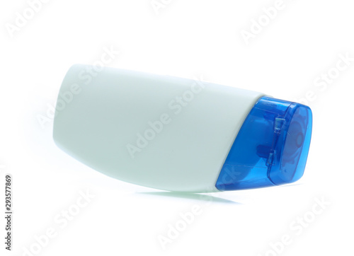 white Plastic bottle of shampoo isolated on white background