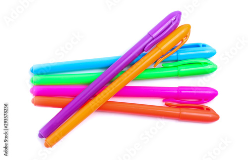 Colorful  pen set on isolated background