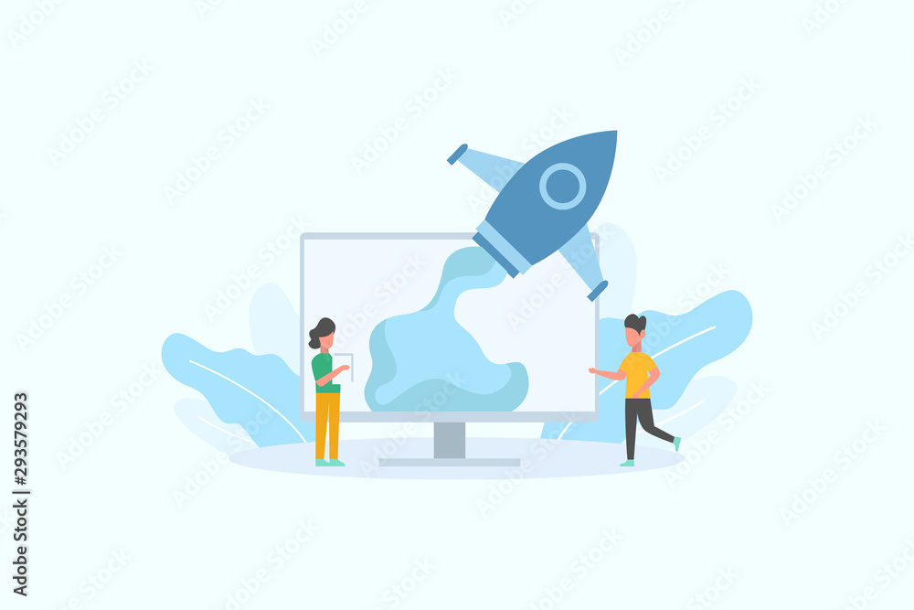Successful launch of startup. Business Startup launching product with ...