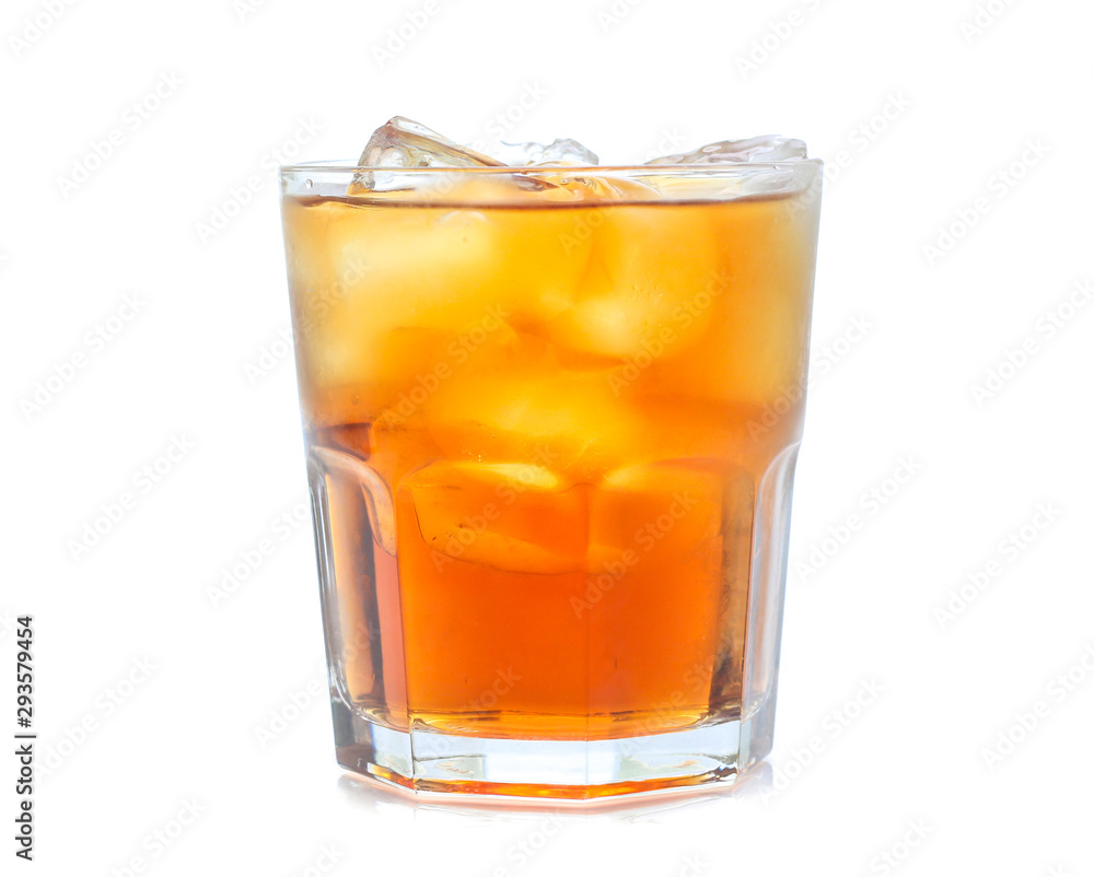 glass of iced tea with lemons isolated on a white background glass of iced tea with lemons isolated on a white background