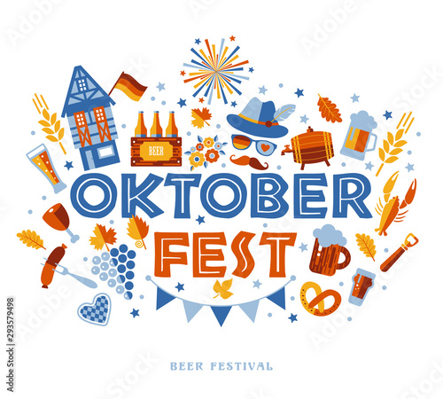 Oktoberfest flyer, banner. Beer festival logo, concept design on white background.