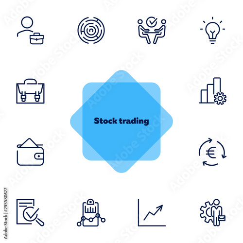 Stock trading line icon set. Investor, broker, businessman. Business concept. Can be used for topics like finance management, investment, exchange market