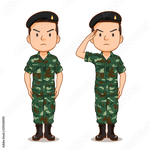 Cartoon character of Thai soldier.