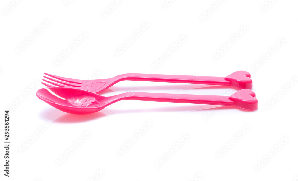 plastic fork, spoon isolated on white backgruond plastic fork, spoon isolated on white backgruond