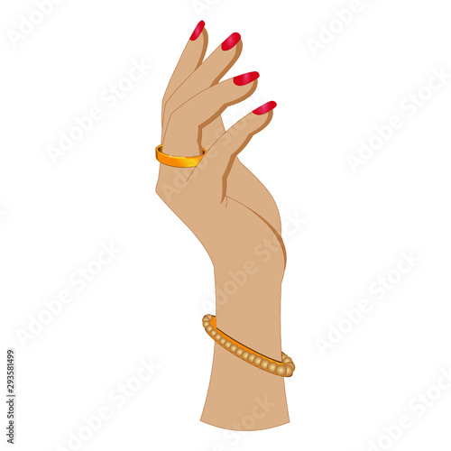 Lady's Hand with Bangle and Ring - Cartoon Vector Image