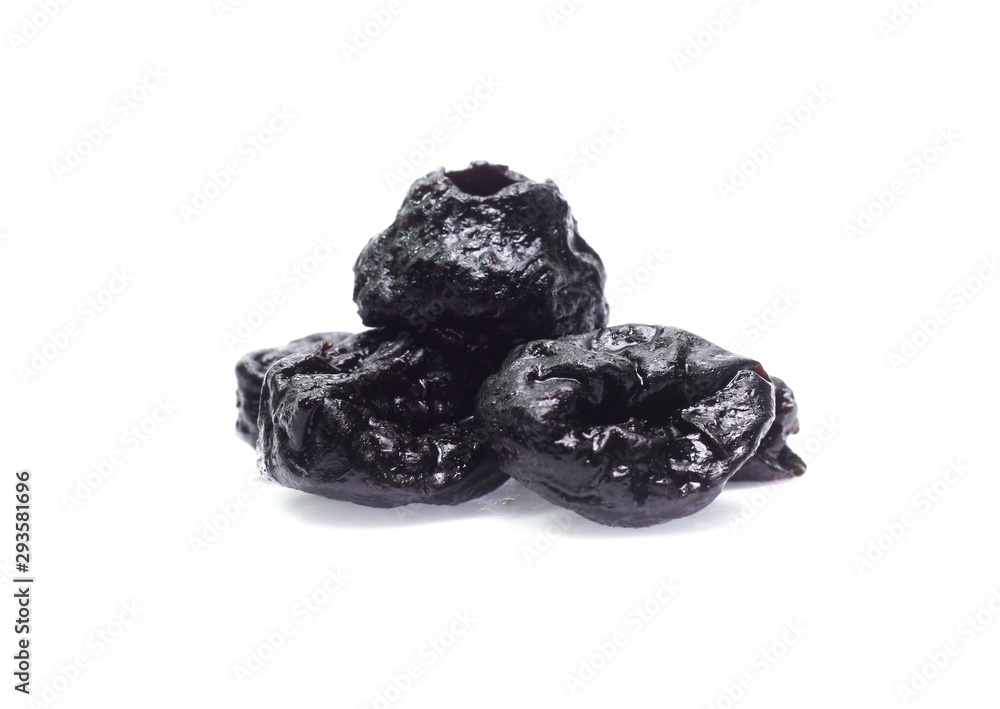 Dry prunes set isolated on white background Dry prunes set isolated on white background