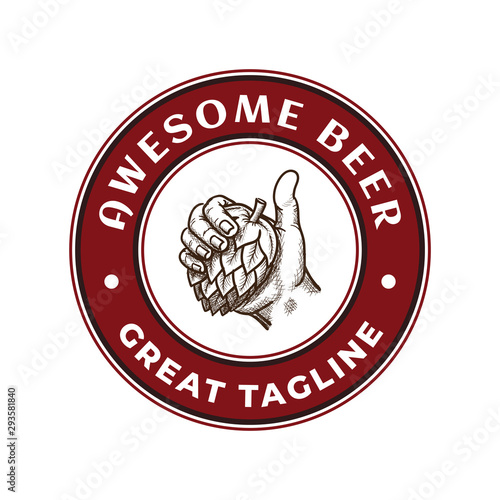 Approve hand sign with hop as grip badge logo template