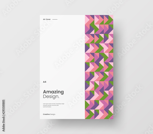 Amazing business presentation vector A4 vertical orientation front page mock up. Modern corporate report cover abstract geometric illustration design layout. Company identity brochure template.