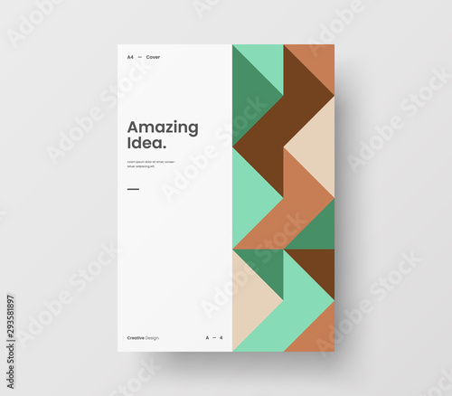 Amazing business presentation vector A4 vertical orientation front page mock up. Modern corporate report cover abstract geometric illustration design layout. Company identity brochure template.