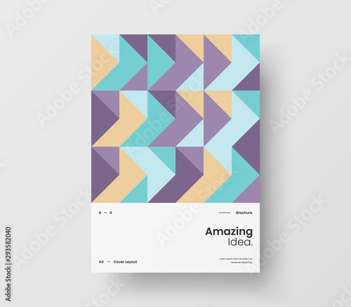 Amazing business presentation vector A4 vertical orientation front page mock up. Modern corporate report cover abstract geometric illustration design layout. Company identity brochure template.