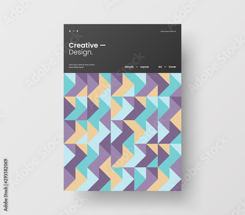 Amazing business presentation vector A4 vertical orientation front page mock up. Modern corporate report cover abstract geometric illustration design layout. Company identity brochure template.