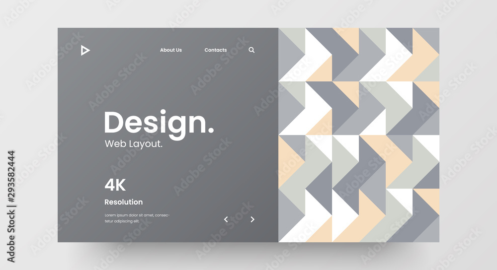 Naklejka premium Creative horizontal website screen part for responsive web design project development. Abstract geometric pattern banner layout mock up. Corporate landing page block vector illustration template.