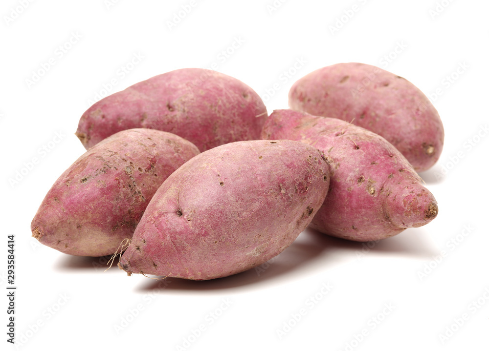 Purple Colored Sweet Potatoes on White background Purple Colored Sweet Potatoes on White background