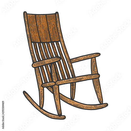 Rocking chair sketch engraving vector illustration. Scratch board style imitation. Hand drawn image.
