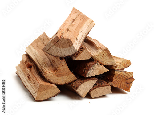 Murais de parede Pile of firewood isolated on a white background