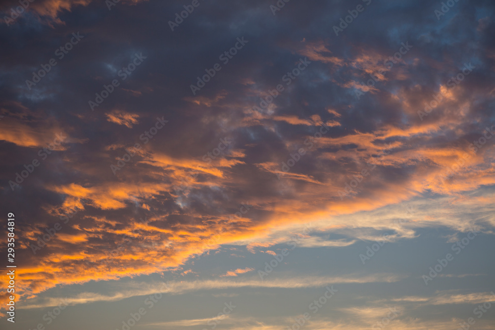 Full Frame of a beautiful colorful sky with clouds at sunset