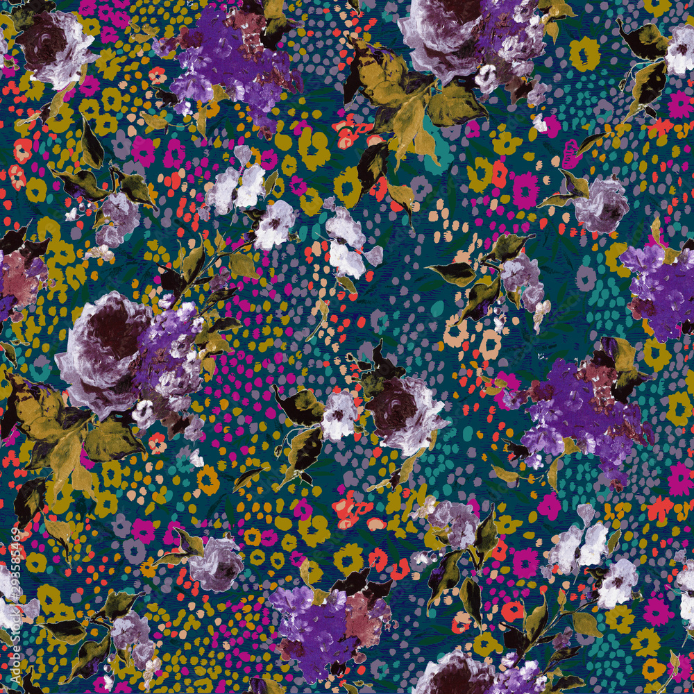 Seamless tropical flower pattern, watercolor.Flowers pattern. for textile, wallpaper, pattern fills, covers, surface, print, gift wrap, scarf, decoupage. Seamless pattern