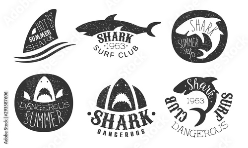 Set of logos for a surf club. Vector illustration on a white background.