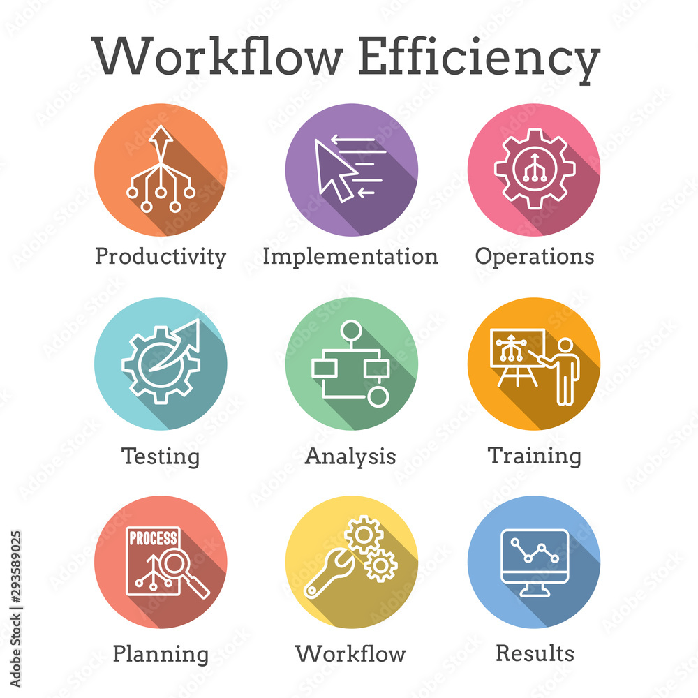 Workflow Efficiency Icon Set - has Operations, Processes, Automation, etc