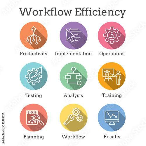 Workflow Efficiency Icon Set - has Operations, Processes, Automation, etc