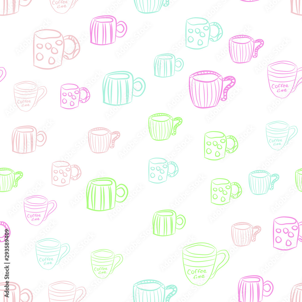 Coffee seamless vector pattern for Cup mug, restaurant or cafe menu design. Coffee seamless vector pattern for Cup mug, restaurant or cafe menu design.