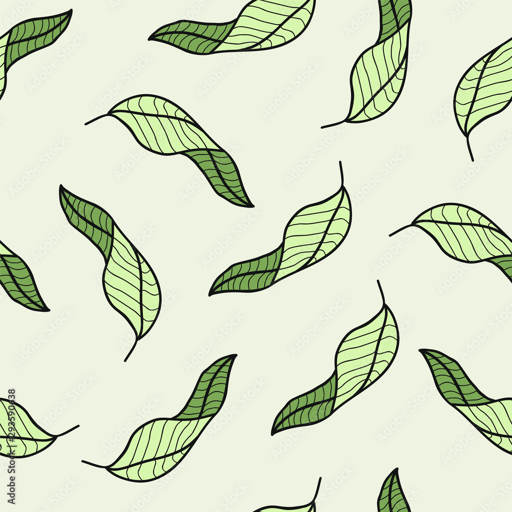 Beautifull seamless pattern with green leaves