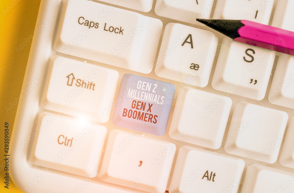 Writting Gen Conceptual hand writing showing Gen Z Millennials Gen X Boomers ...