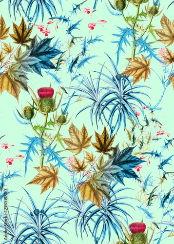 Fototapeta Naklejka Na Ścianę i Meble -  Flowers pattern.Silk scarf design, fashion textile. Background for the design and decoration of textiles. art abstract design, Seamless flower pattern