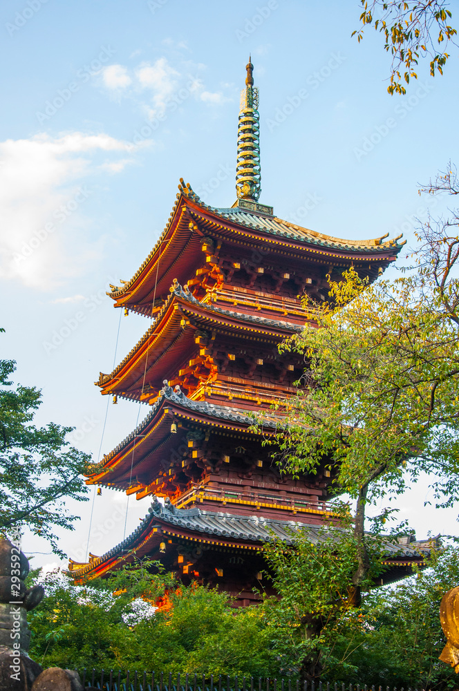 Tokyo, Japan, the famous landmark of Ueno Toshogu, the five-storied pagoda of Kuanyong Temple Tokyo, Japan, the famous landmark of Ueno Toshogu, the five-storied pagoda of Kuanyong Temple