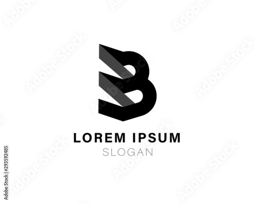 Initial B moongram logo, flat design logo template, vector illustration