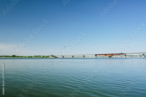 landscape of the river and the big bridge